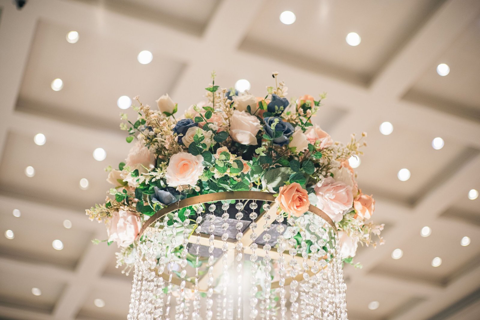 Floral chandelier decoration in a luxurious setting